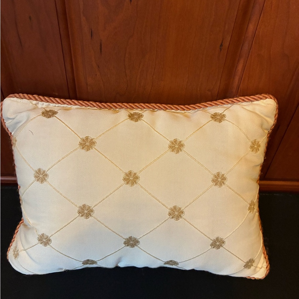 Elegant Cream and Gold Decorative Pillow